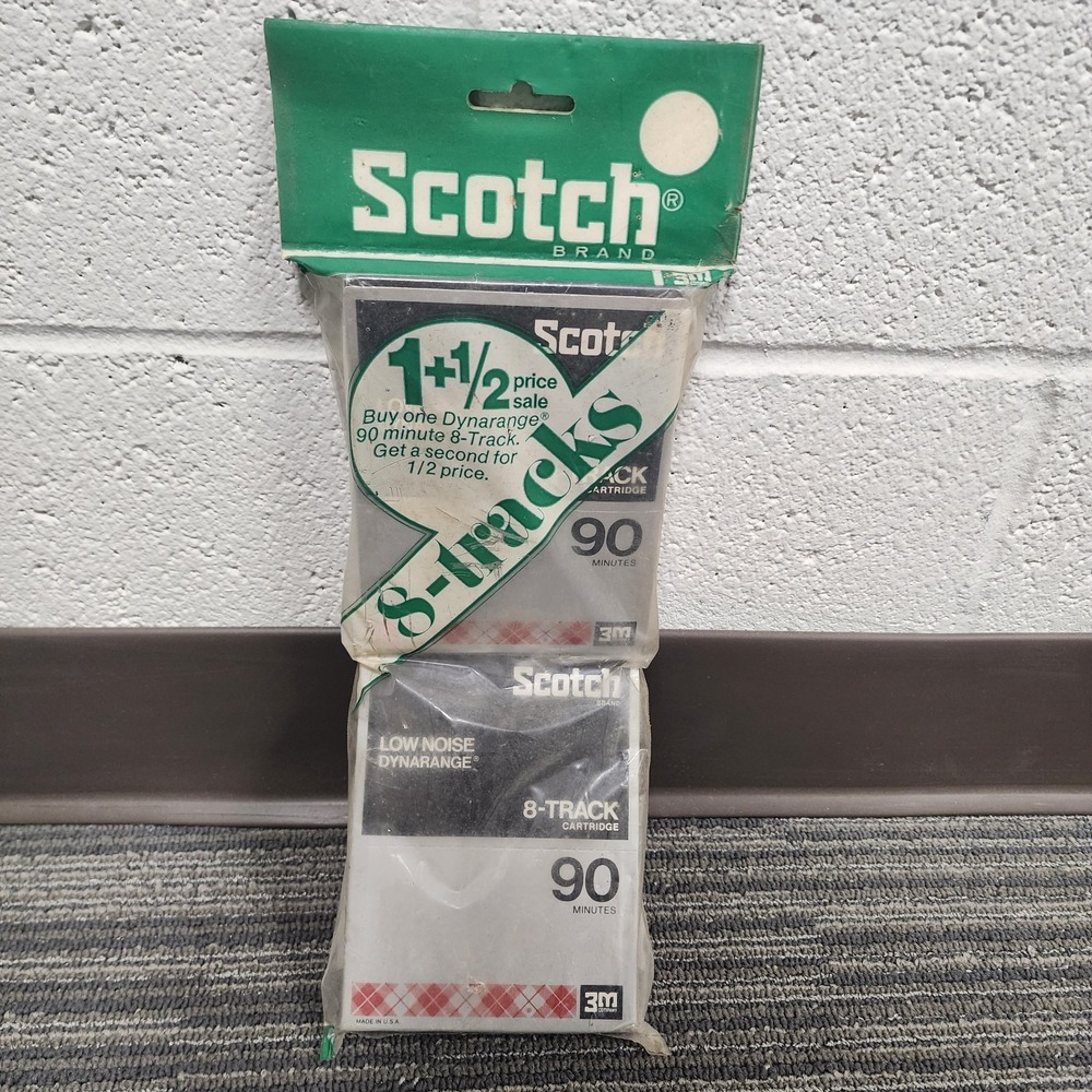 Set Of 2 NOS Scotch Dynarange 3M Low Noise  Blank 8-Track‎ Tape Cartridge 90 Min